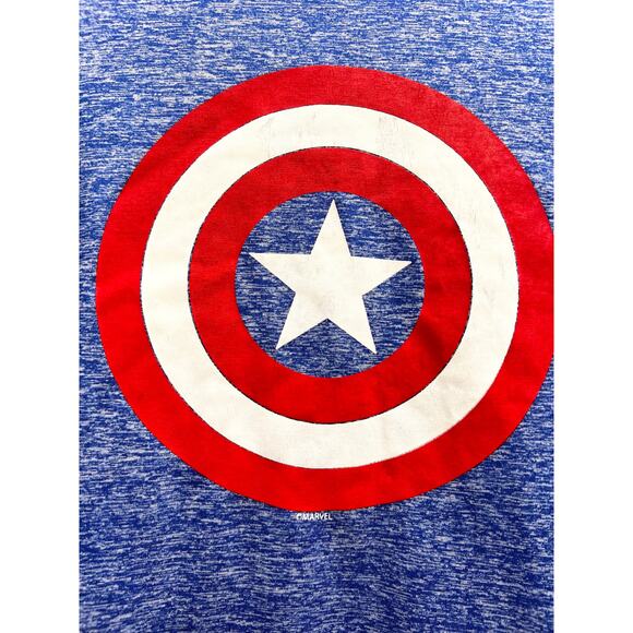 MARVEL Captain America Heather blue long sky dri fit men’s top sz M - Picture 5 of 5